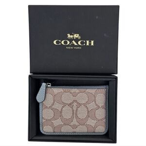 Coach NWT Tan and Blue Signature Mini Skinny ID Case NIB